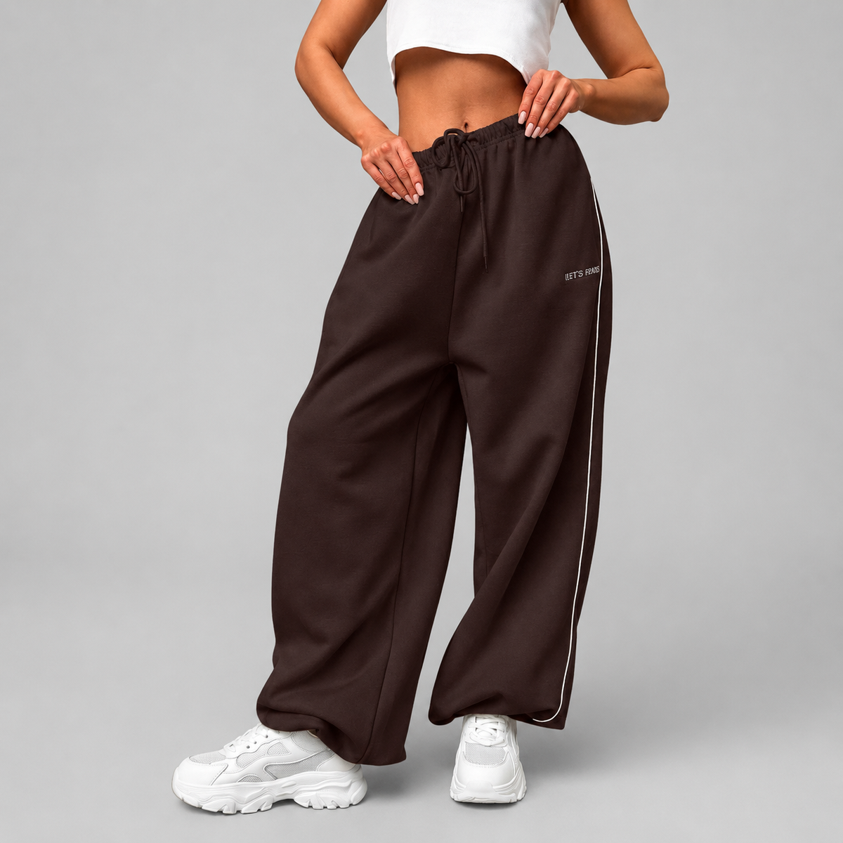 Women's High-Waisted Wide Leg Sweatpants – Oversized Fit, Elastic Material