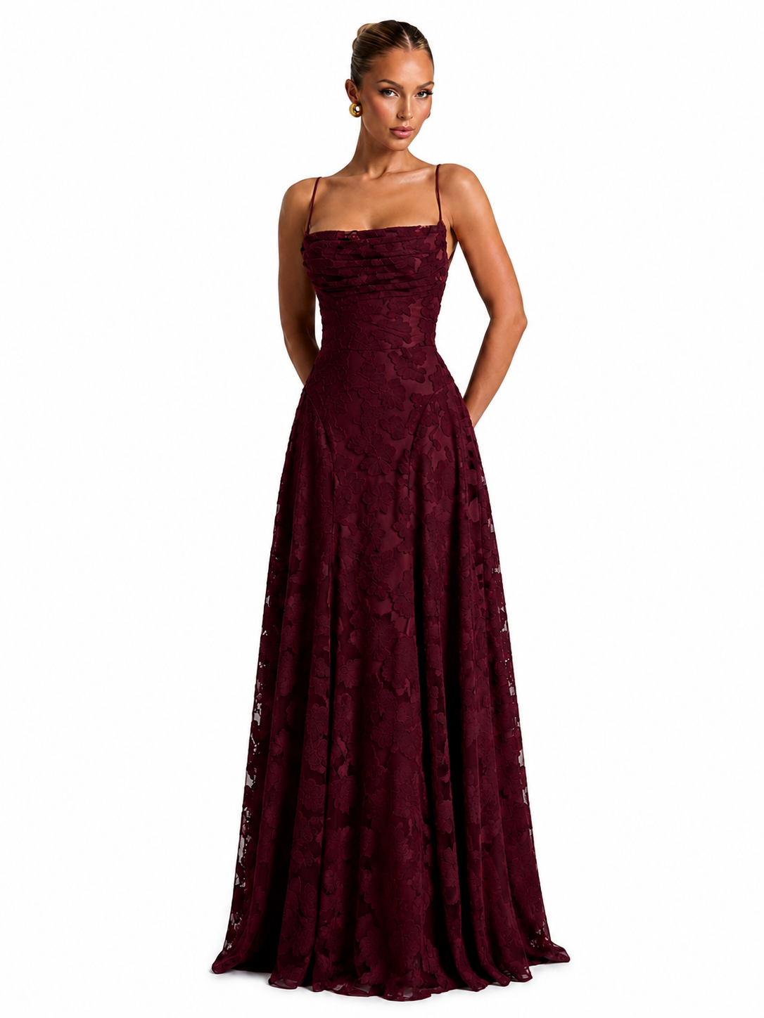 Women's Floral Maxi Dress – Fitted Bodice with Flowing Skirt