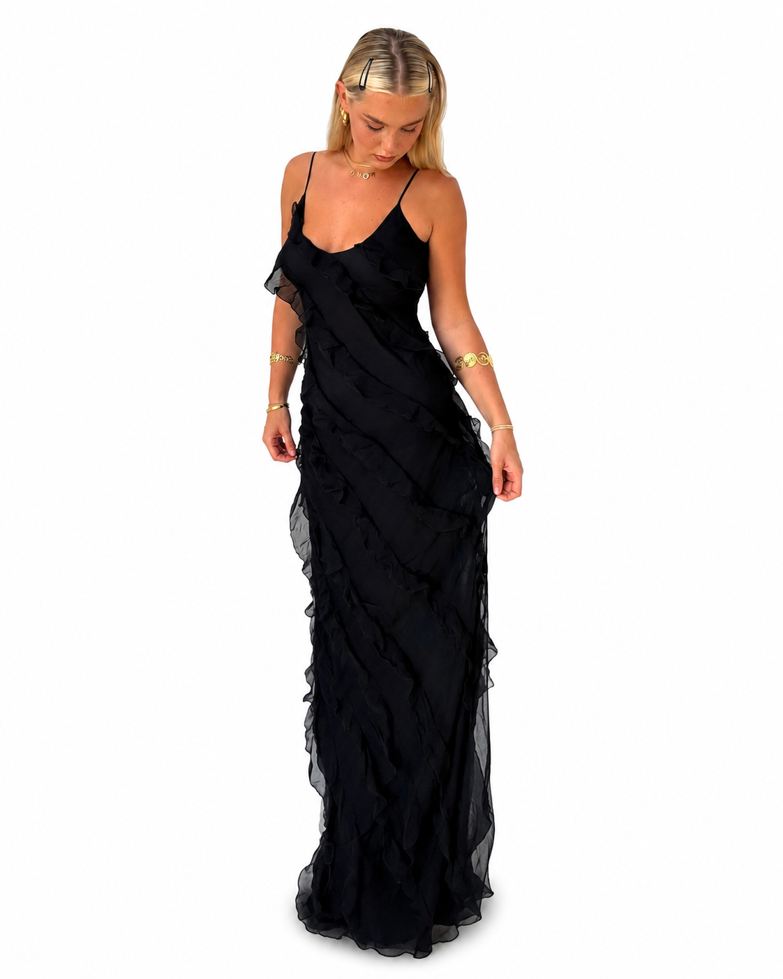 Women's Lightweight Ruffle Maxi Dress – Flowy Relaxed Fit