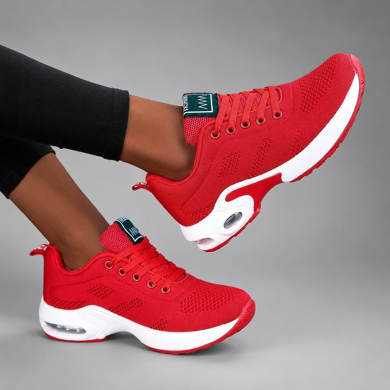 Women's Breathable Knit Walking Sneakers – Air Cushion Sole, Ergonomic Support