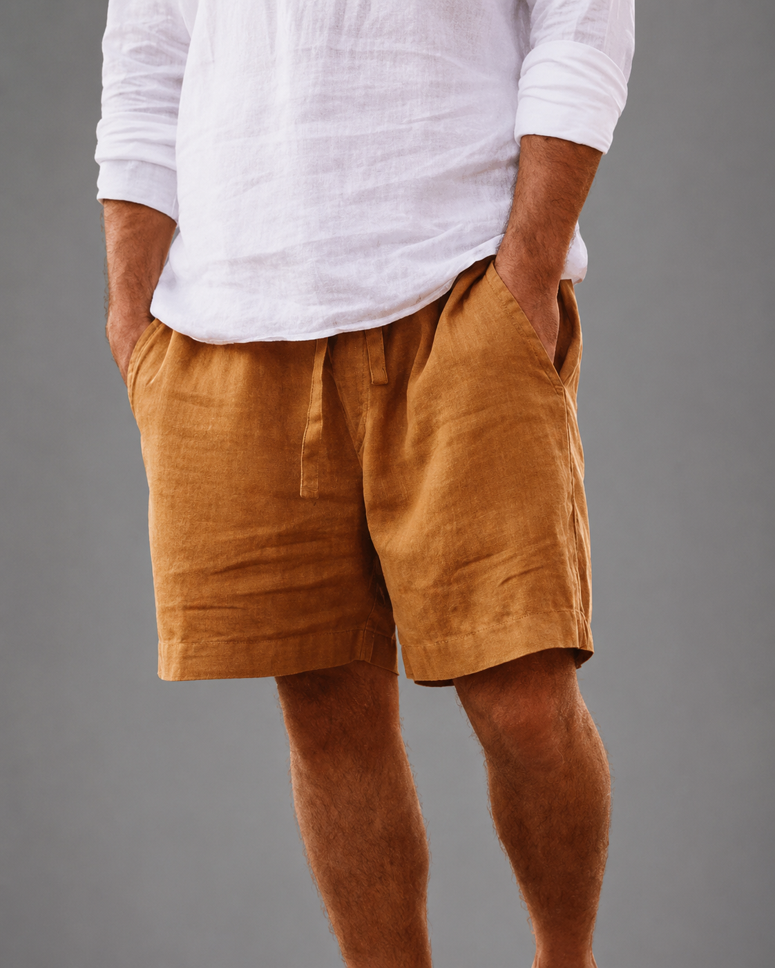 Men's Cotton Linen Blend Shorts | Relaxed Fit Casual Summer Wear