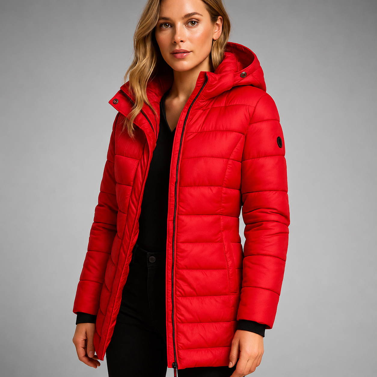 Women's Lightweight Down Puffer Jacket – Quilted Design, Streamlined Silhouette