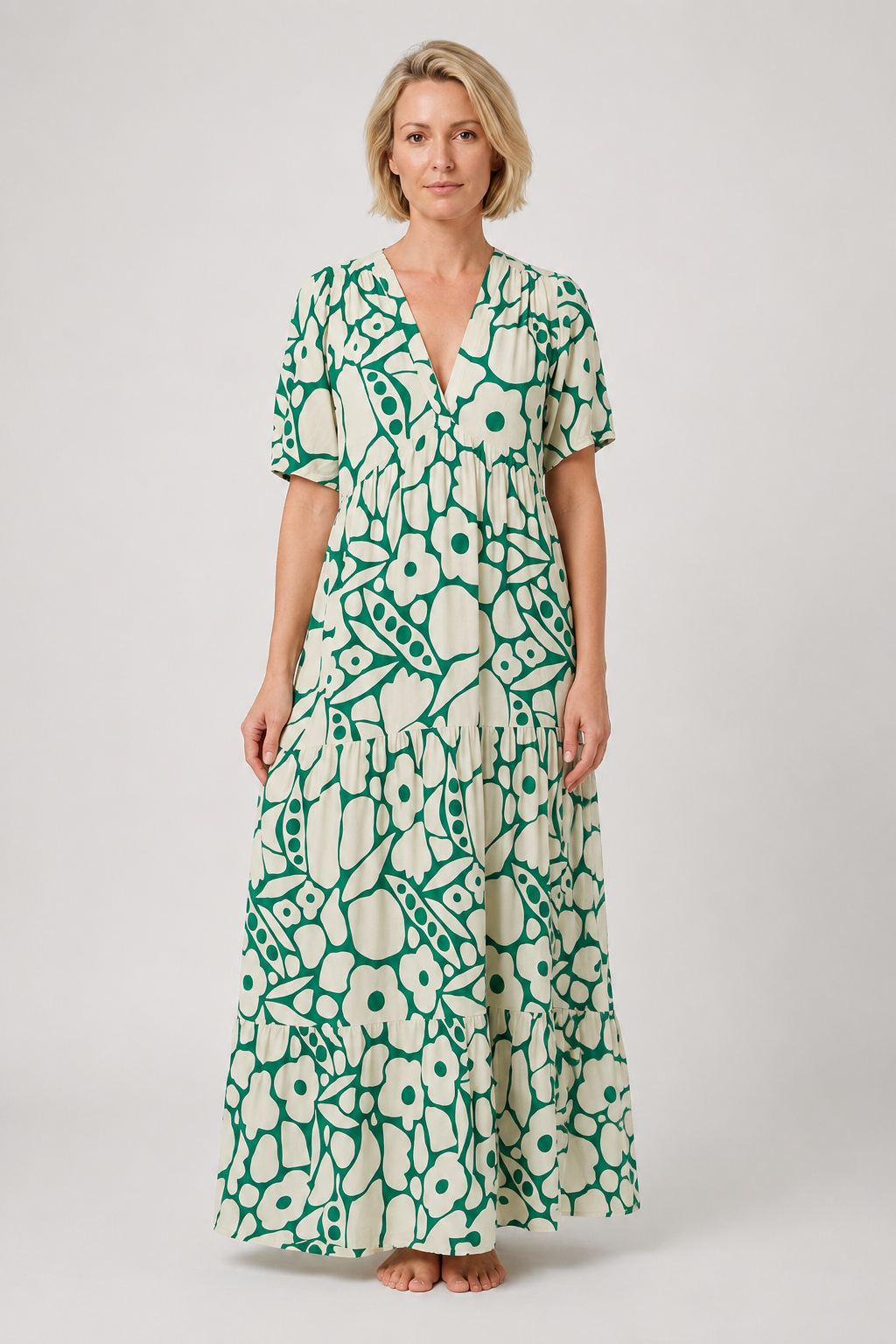 Womens Dress Collection | Printed Midi Summer Dress with V-Neck Design | Relaxed Fit for All-Day Comfort 8