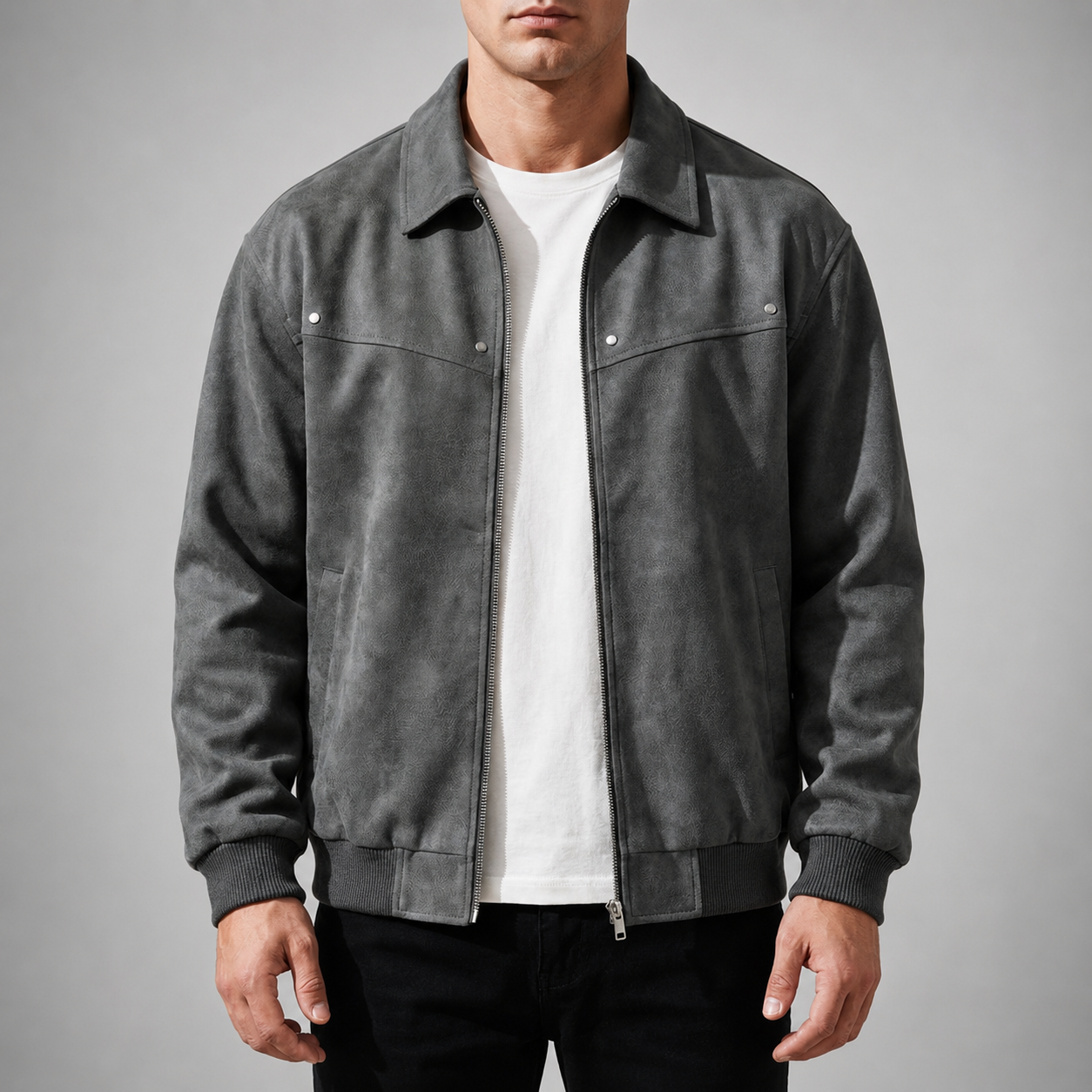 Men's Lambskin Leather Jacket – Tailored Fit with Subtle Hardware Accents