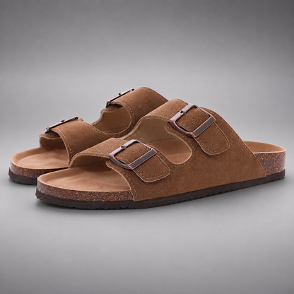 Women's Suede Mules Slippers – Cork Insole with Arch Support
