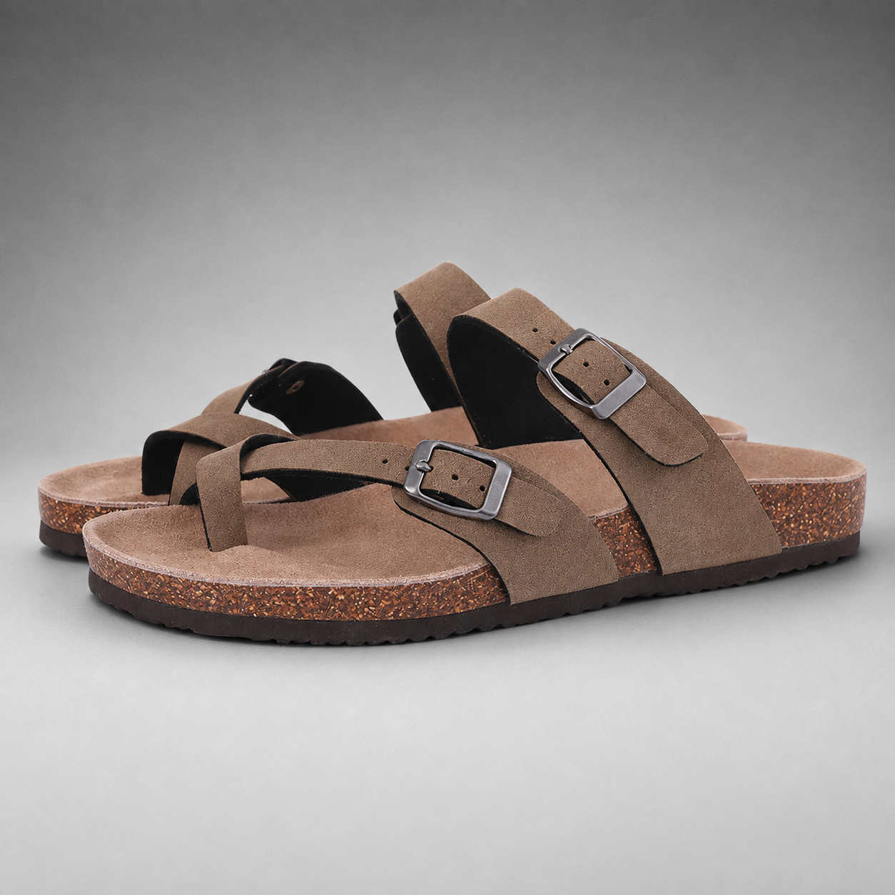 Women's Suede Mules Slippers – Cork Insole with Arch Support