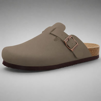 Women's Suede Mules Slippers – Cork Insole with Arch Support