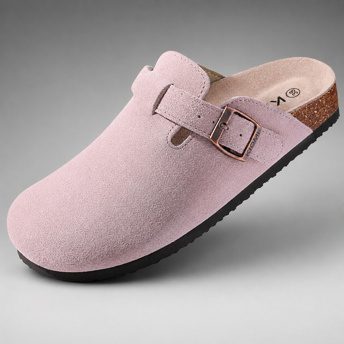 Women's Suede Mules Slippers – Cork Insole with Arch Support