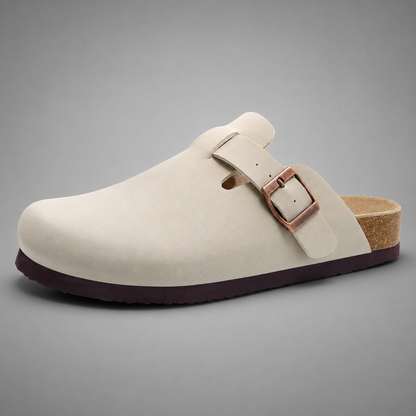 Women's Suede Mules Slippers – Cork Insole with Arch Support