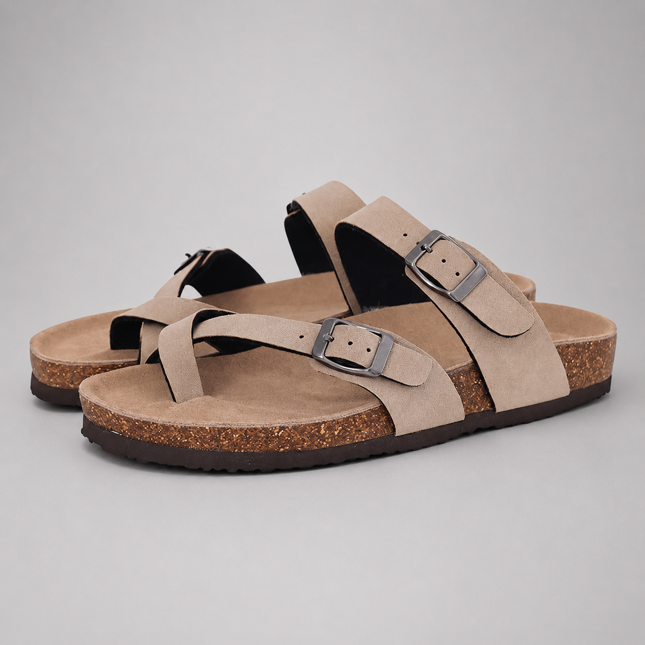 Women's Suede Mules Slippers – Cork Insole with Arch Support