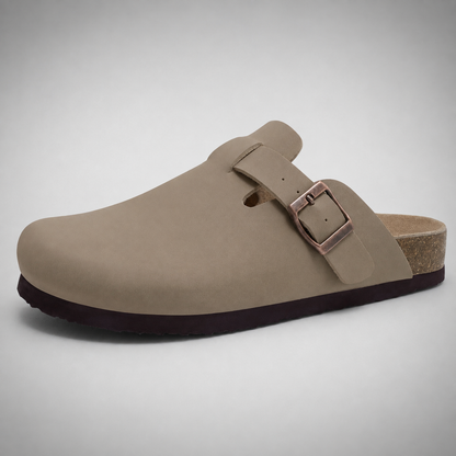 Women's Suede Mules Slippers – Cork Insole with Arch Support