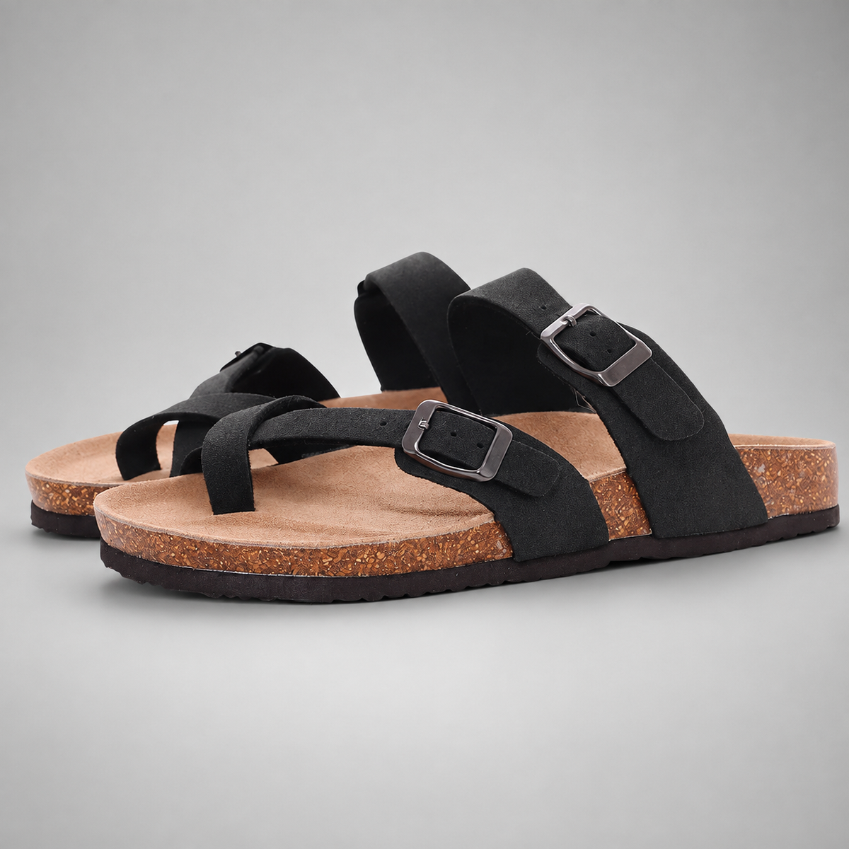Women's Suede Mules Slippers – Cork Insole with Arch Support