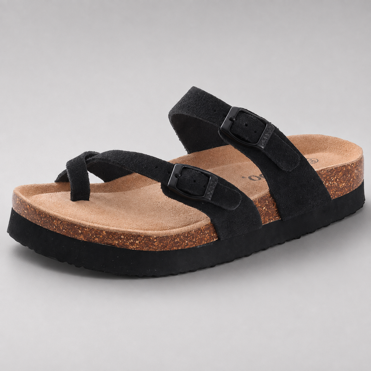 Women's Suede Mules Slippers – Cork Insole with Arch Support