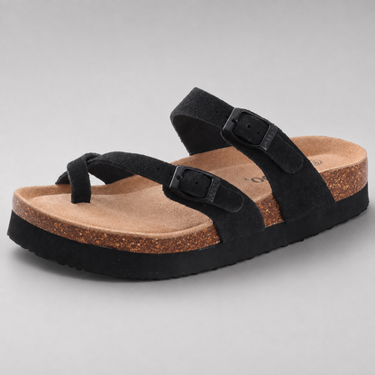 Women's Suede Mules Slippers – Cork Insole with Arch Support