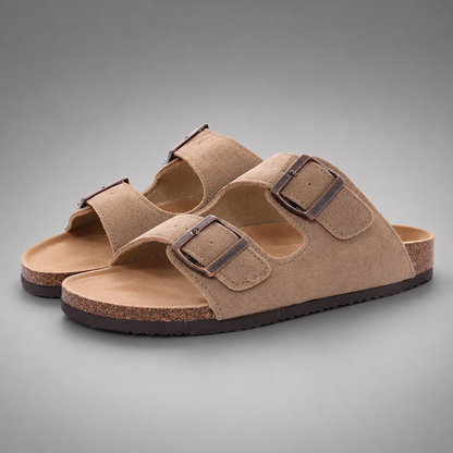 Women's Suede Mules Slippers – Cork Insole with Arch Support