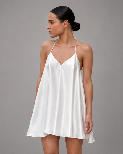 Women's Lightweight Backless Mini Dress – Suspender Design for Summer