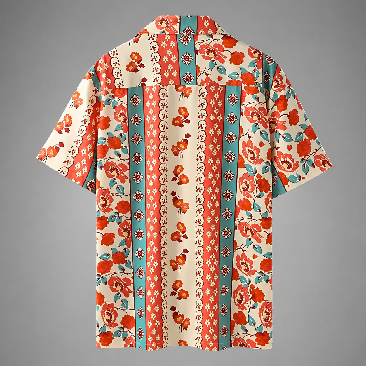 Men's Lightweight Floral Print Short-Sleeved Shirt – Relaxed Fit with Lapel Collar