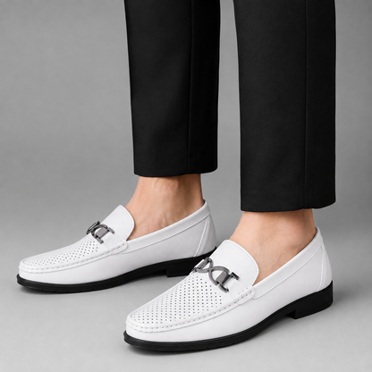 Men's Leather Loafers – Slim Fit with Metal Detail