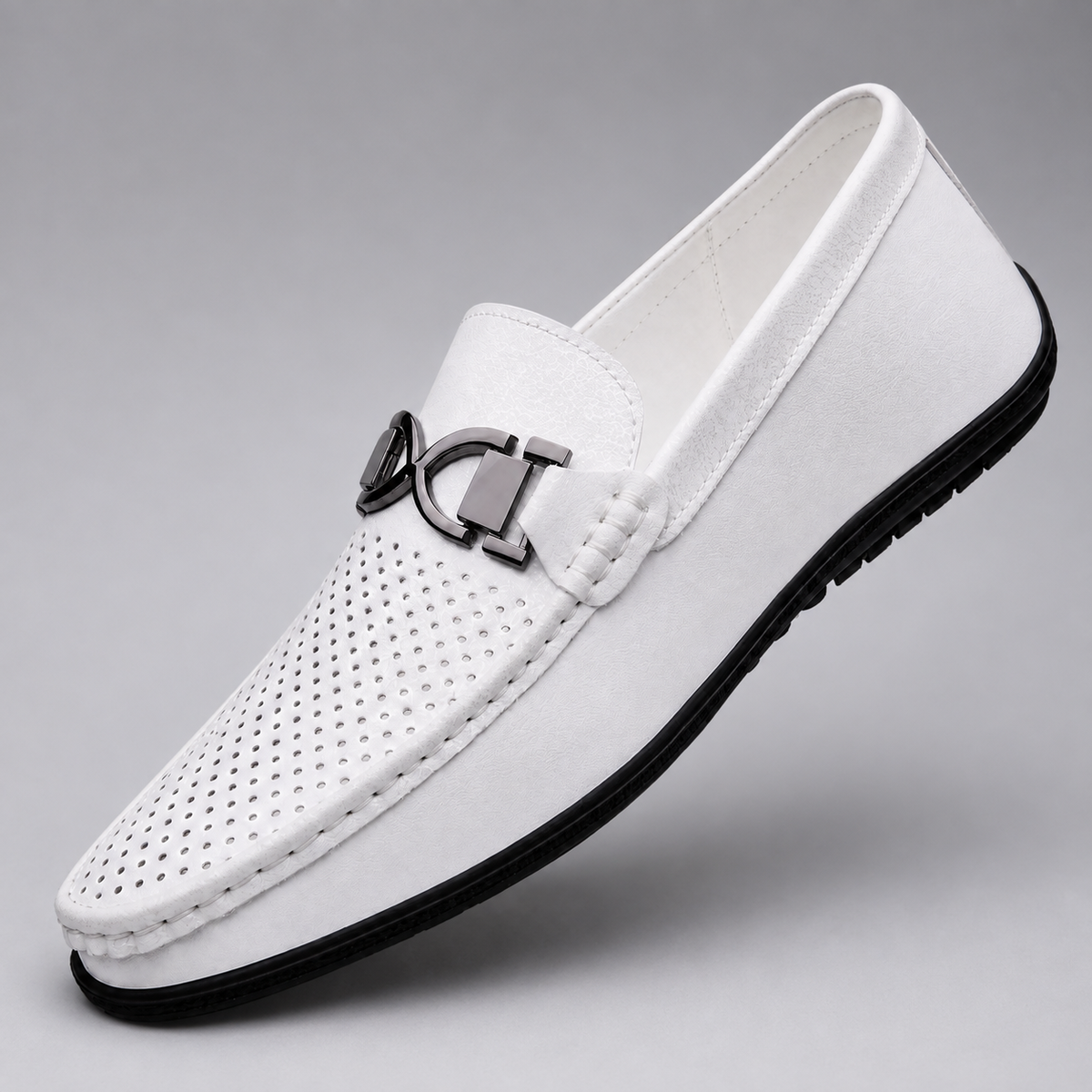 Men's Leather Loafers – Slim Fit with Metal Detail