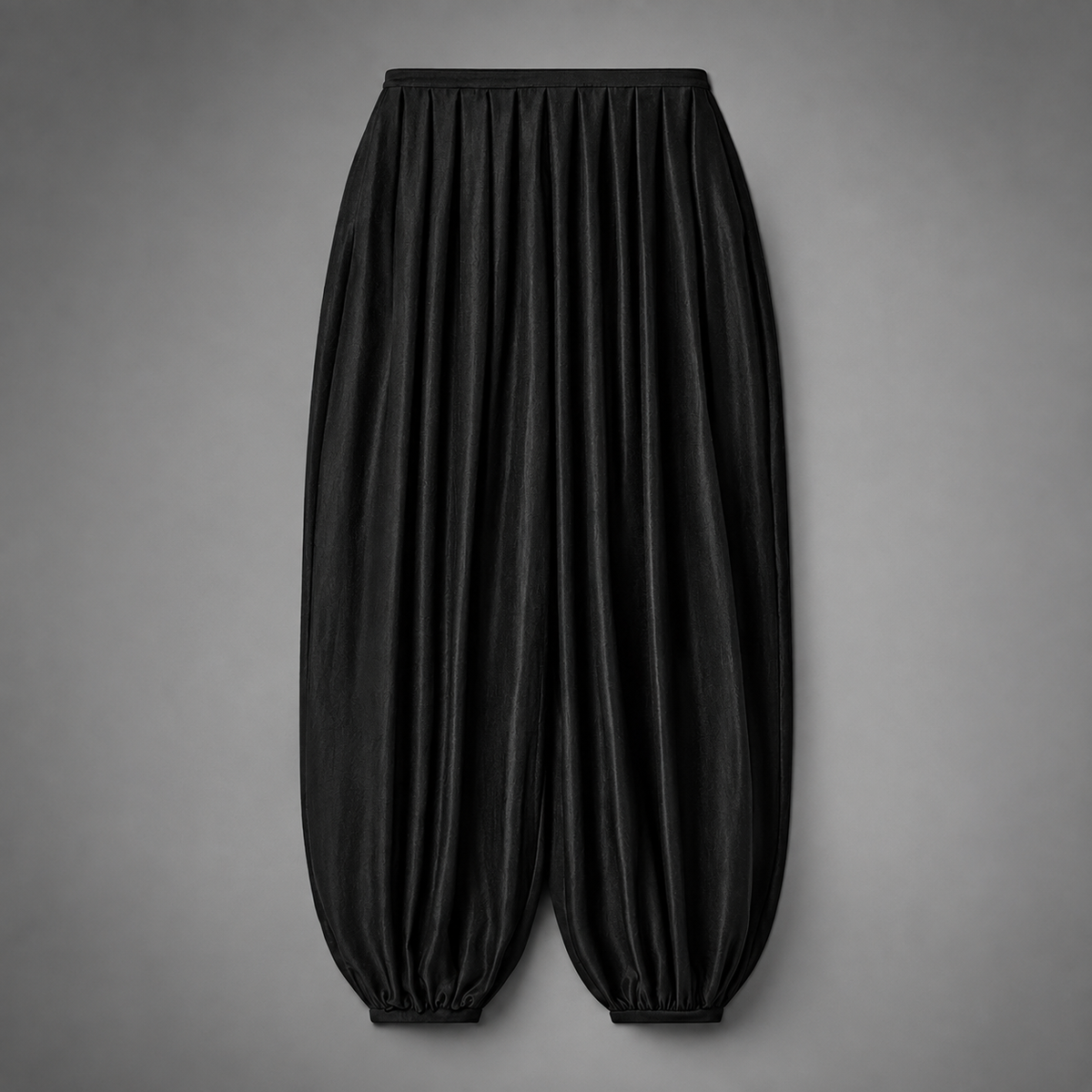 Women's Satin High-Waisted Lantern Pants – Ruched Baggy Trousers with Elastic Cuffs