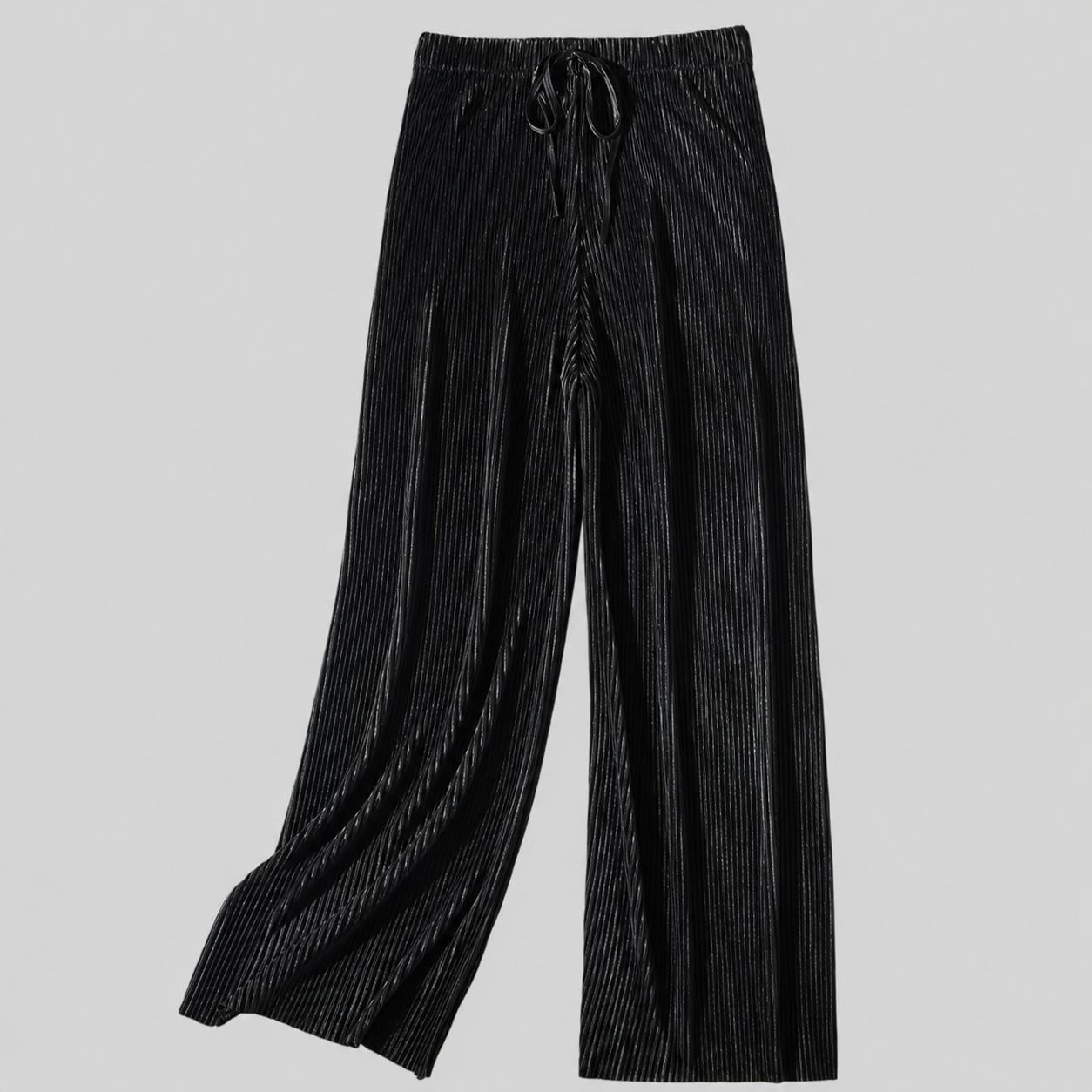 Women's Ice Silk Cropped Pants – Pleated Wide Leg Style