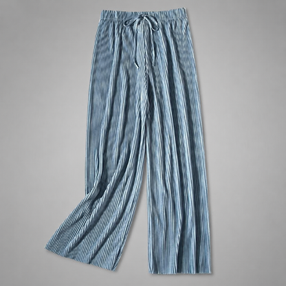 Women's Ice Silk Cropped Pants – Pleated Wide Leg Style