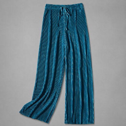 Women's Ice Silk Cropped Pants – Pleated Wide Leg Style