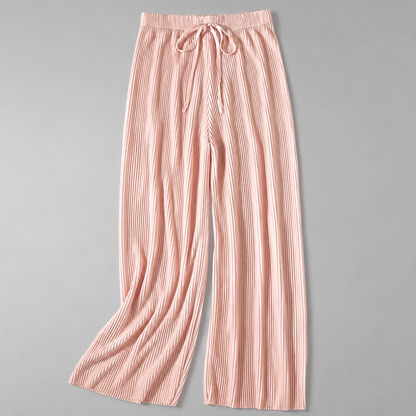 Women's Ice Silk Cropped Pants – Pleated Wide Leg Style