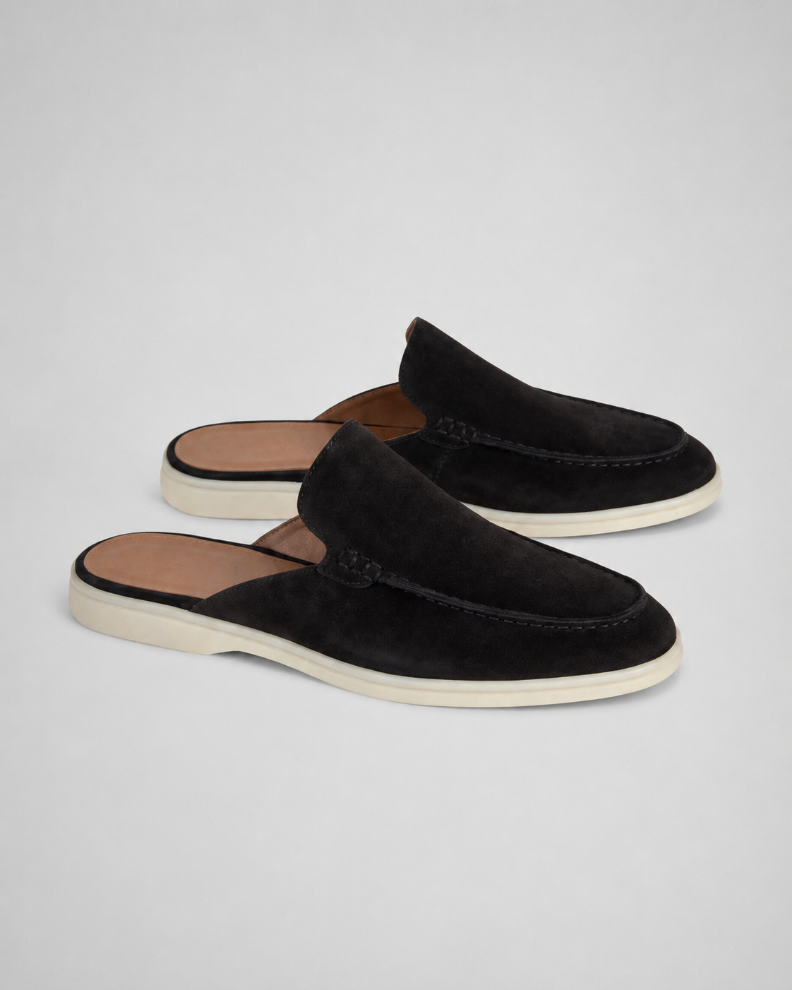 Men's Suede Mules – Open-Back Slip-On Style with Calfskin Lining