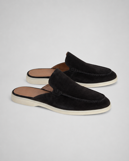 Men's Suede Mules – Open-Back Slip-On Style with Calfskin Lining