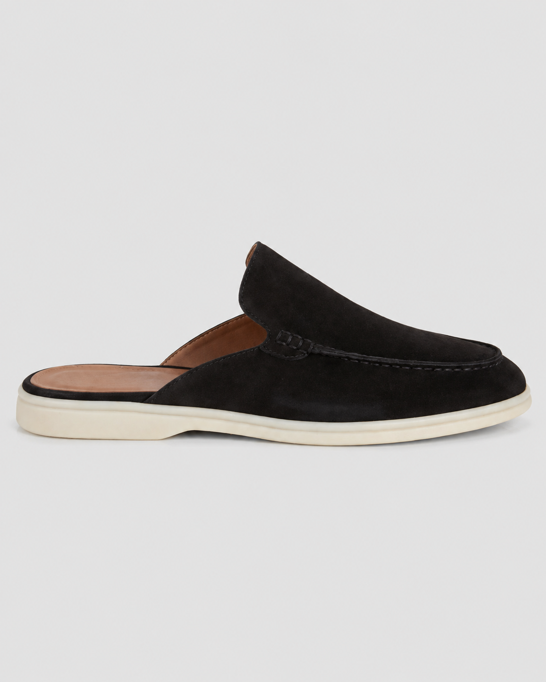 Men's Suede Mules – Open-Back Slip-On Style with Calfskin Lining