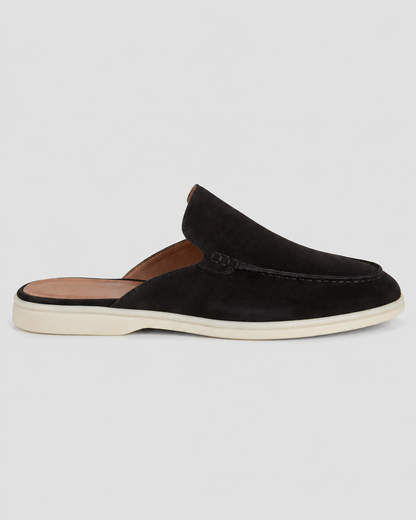 Men's Suede Mules – Open-Back Slip-On Style with Calfskin Lining