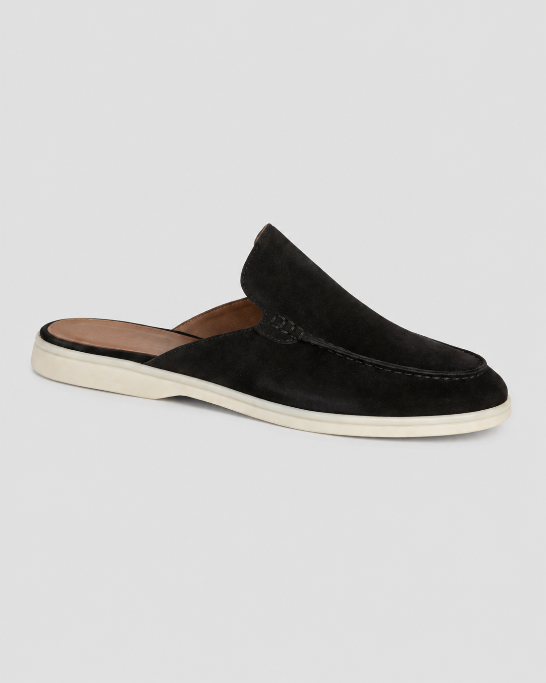 Men's Suede Mules – Open-Back Slip-On Style with Calfskin Lining