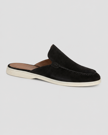 Men's Suede Mules – Open-Back Slip-On Style with Calfskin Lining
