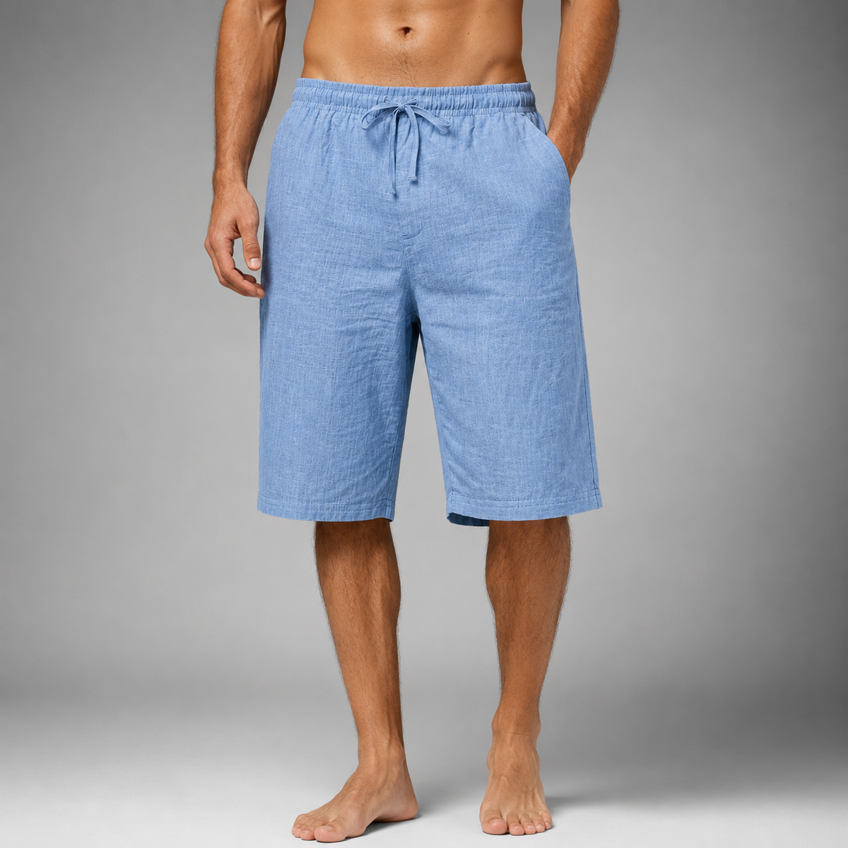Men's Linen Blend Shorts – Relaxed Fit with Adjustable Drawstring Waistband