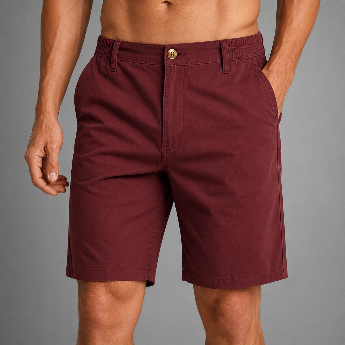Men's Quick-Drying Chino Shorts – Stretch Fabric with Elastic Waistband