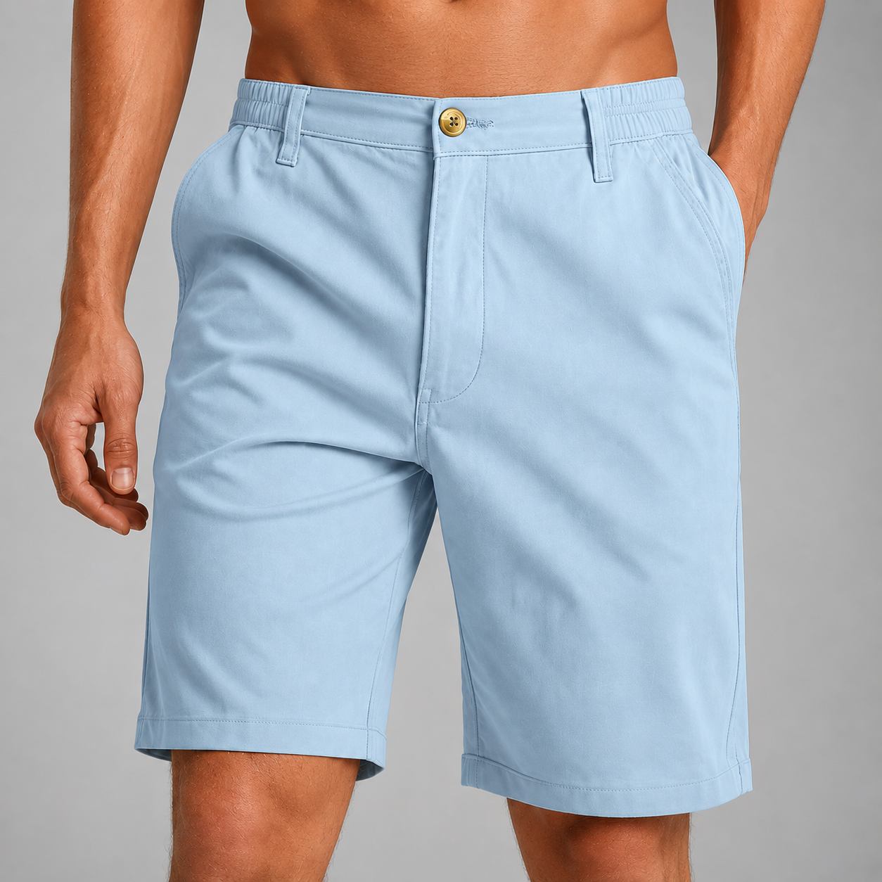 Men's Quick-Drying Chino Shorts – Stretch Fabric with Elastic Waistband