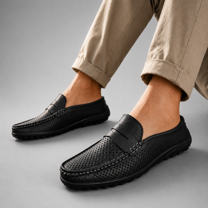 Men's Perforated Slip-On Loafers – Microfiber Upper with Flexible Sole