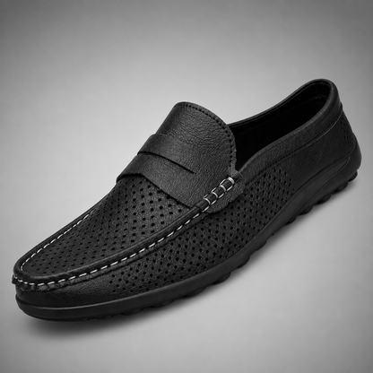 Men's Perforated Slip-On Loafers – Microfiber Upper with Flexible Sole