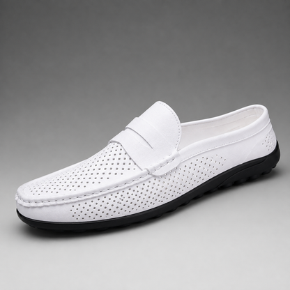 Men's Perforated Slip-On Loafers – Microfiber Upper with Flexible Sole