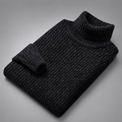 Men's Ribbed Turtleneck Sweater – Textured Knit for Cooler Seasons