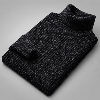 Men's Ribbed Turtleneck Sweater – Textured Knit for Cooler Seasons