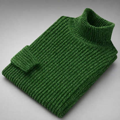 Men's Ribbed Turtleneck Sweater – Textured Knit for Cooler Seasons