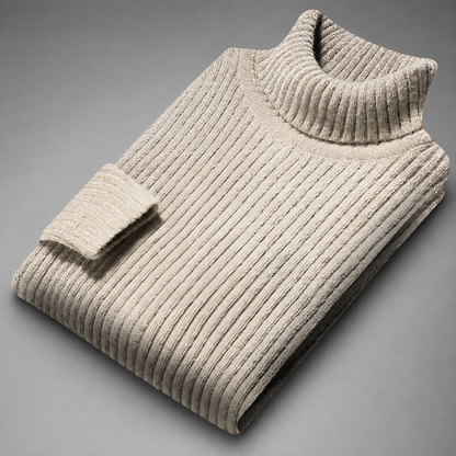 Men's Ribbed Turtleneck Sweater – Textured Knit for Cooler Seasons