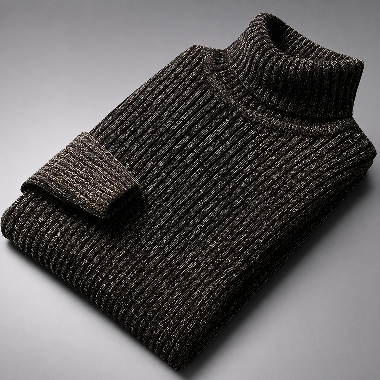 Men's Ribbed Turtleneck Sweater – Textured Knit for Cooler Seasons