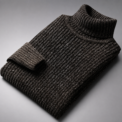 Men's Ribbed Turtleneck Sweater – Textured Knit for Cooler Seasons