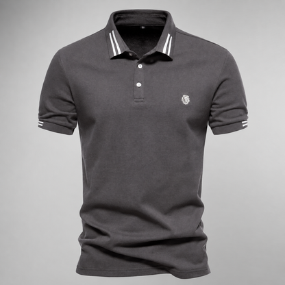 Men's Lightweight Piqué Polo Shirt – Structured Fit with Contrast Collar and Sleeve Trim