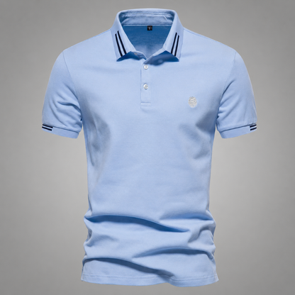 Men's Lightweight Piqué Polo Shirt – Structured Fit with Contrast Collar and Sleeve Trim