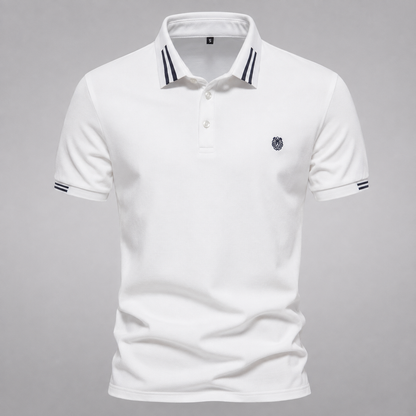 Men's Lightweight Piqué Polo Shirt – Structured Fit with Contrast Collar and Sleeve Trim