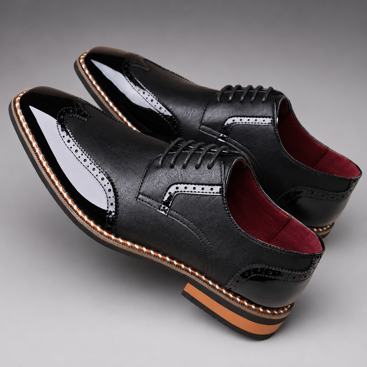 Men's Full-Grain Two-Tone Oxford Shoes – Classic Silhouette with Slim Sole